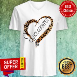 Awesome Leopard Housekeeper Heart V-neck