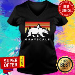 Bear Grayscale Moutain Vintage V-neck