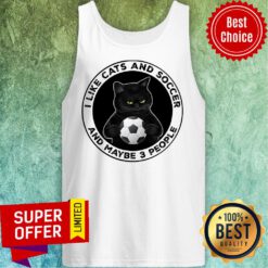 Black Cat I Like Cats And Soccer And Maybe 3 People Tank Top