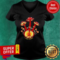 Colorful Hippie Mushroom I Hate People V-neck