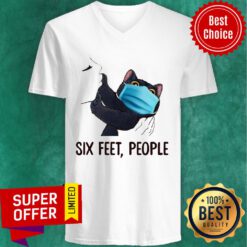 Cute Cat Mark Six Feet People V-neck