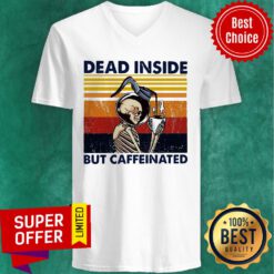 Dead Inside But Caffeinated Coffee Vintage Halloween V-neck