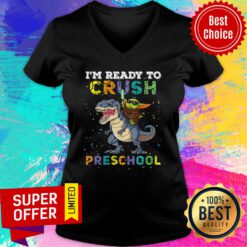 Dinosauria Baby Yoda I'm Ready To Crush Preschool V-neck