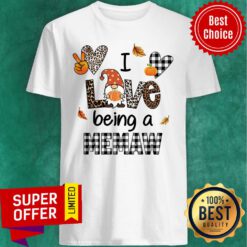 Fall I Love Being A Memaw Leopard Pumpkin Shirt