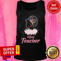 Girl Caring Smart Friendly Warm Big Heart Love Kind Skilled Sped Teacher USA Flag Tank Top