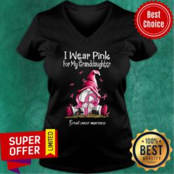 Gnome I Wear Pink For My Granddaughter V-neck