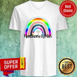 Healthcare Worker Rainbow Leopard V-neck
