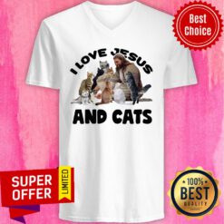 I Love Jesus And Cats V-neck