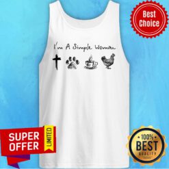 I'm A Simple Women Cross Jesus Paw Dog Coffee Chicken Tank Top