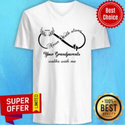Infinity Sign Wings Never Walk Alone Your Grandparents With Me Paw V-neck