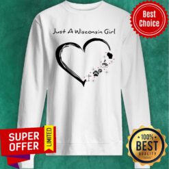 Just A Wisconsin Girl Heart Cross Paw Dog Sweatshirt