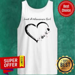 Just A Wisconsin Girl Heart Cross Paw Dog Tank Top