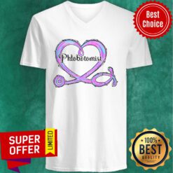 Nice Phlebotomist Heart Stethscope V-neck