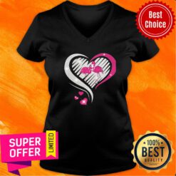 Awesome Diamond Heart Flamingos V-neck