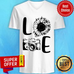 Awesome Love Camera Sunflower V-neck