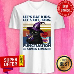 Black Cat Let's Eat Kids Let's Eat Kids Punctuation Saves Lives V-neck