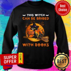 Cat This Witch Can Be Bribed With Books Halloween Sweatshirt