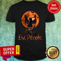Cute Ew People Black Cat Bats Moon Skull Halloween Shirt