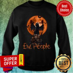 Cute Ew People Black Cat Bats Moon Skull Halloween Sweatshirt