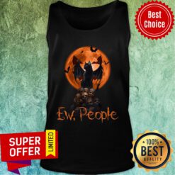 Cute Ew People Black Cat Bats Moon Skull Halloween Tank Top