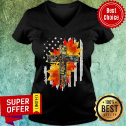 Fall For Jesus He Never Leaves Maple Leaf Flag V-neck