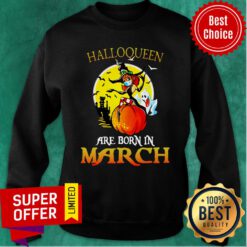 Halloqueen Are Born In March Ghost Witch Mask Sweatshirt