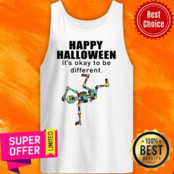 Happy Halloween It's Okay To Be Different Skeleton Tank Top