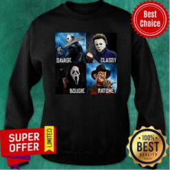 Horror Movies Characters Savage Classy Bougie Ratchet Sweatshirt