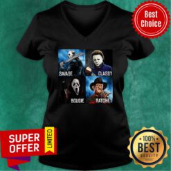 Horror Movies Characters Savage Classy Bougie Ratchet V-neck