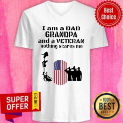 I’m A Dad Grandpa And A Veteran Nothing Scares Me US Flag V-neck
