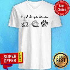 I'm A Simple Woman Coffee Dungeons Dragons And Dog Paw V-neck