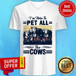 I’m Here To Pet All The Cows Vintage V-neck