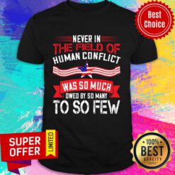 Never In The Field Of Human Conflict Was So Much Owed By So Many To So Few Shirt