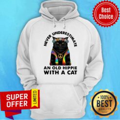 Never Underestimate An Old Hippie With A Cat Hoodie