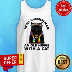 Never Underestimate An Old Hippie With A Cat Tank Top