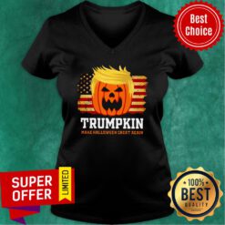 Trumpkin Make Halloween Great Again American Flag V-neck