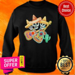 Awesome Skull Guitar Sombrero Catus Sweatshirt