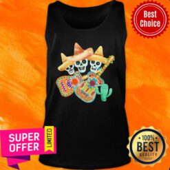 Awesome Skull Guitar Sombrero Catus Tank Top