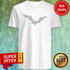 Bat Shadow Word Cloud Halloween V-neck