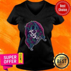 Dia De Los Muertos Mexian Catrina Lady V-neck