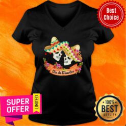 Dia De Muertos Skull Sombrebo V-neck