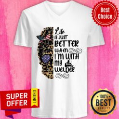 Girl Skull Leopard Life Is Just Better When I’m With My Welder V-neck