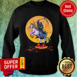 Grim Reaper With Unicorn Under The Moon Halloween Sweatshirt