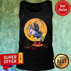 Grim Reaper With Unicorn Under The Moon Halloween Tank Top