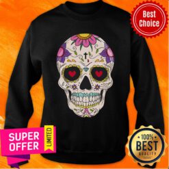 Hand Draw Floral Sugar Skull Sugar Skull Sweatshirt