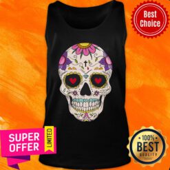 Hand Draw Floral Sugar Skull Sugar Skull Tank Top