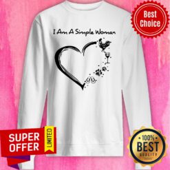I Am A Simple Woman Chicken Wine Dog Paw And Flip Flop Sweatshirt