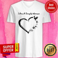I Am A Simple Woman Chicken Wine Dog Paw And Flip Flop V-neck