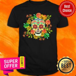 Official Sugar Skull Flower Day Of Dead Shirt