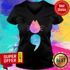 Premium Semicolon Cat V-neck